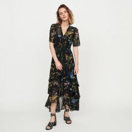 RUFFLE Floral maxi dress with ruffles at Maje